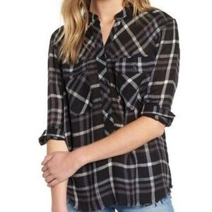 Rails Black and Gray Plaid Button-Down Shirt